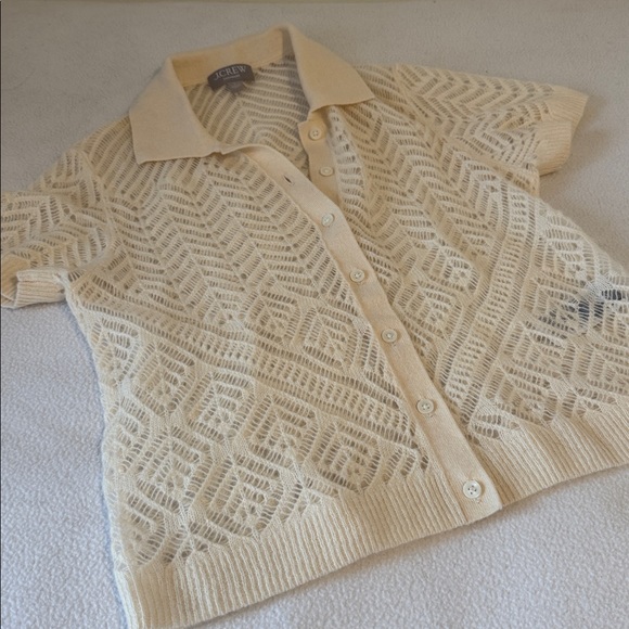 J. Crew 100% Cashmere pointelle button-up short-sleeve cardigan in S - Picture 15 of 15